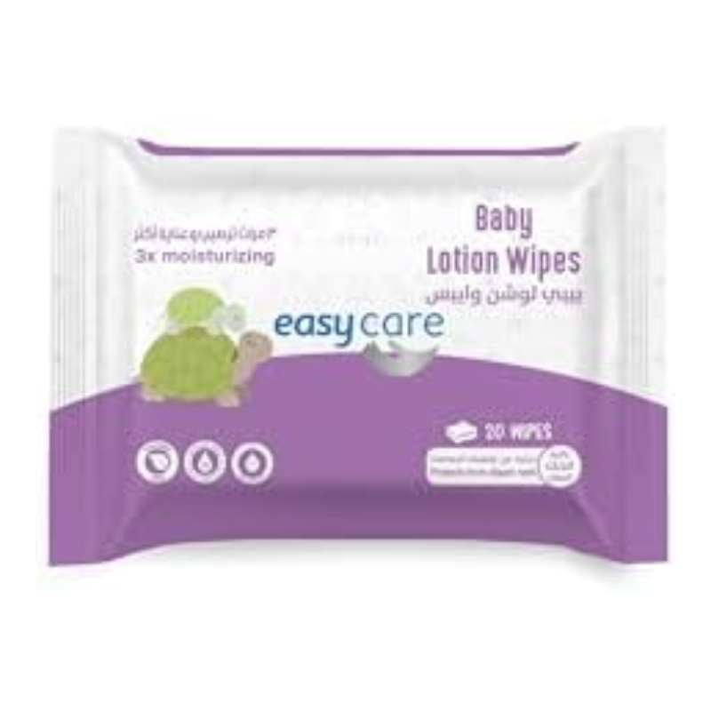 Easy Care Wet Wipes for Children with Lotion - 20 Wipes ايزي كير مناديل مبللة للأطفال مع لوشين - ٢٠ منديل - الصورة 1